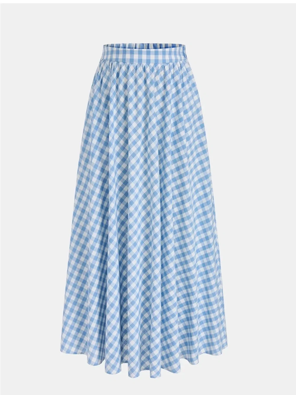 Commense Blue Gingham Two-Piece Skirt Set - Women's XS